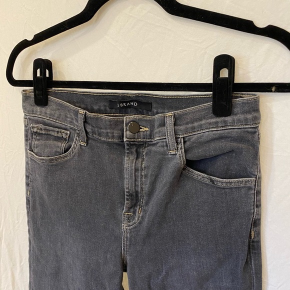 J Brand Ruby high rise crop cigarette jeans assymetrical raw hem grey denim 27 - Picture 5 of 10
